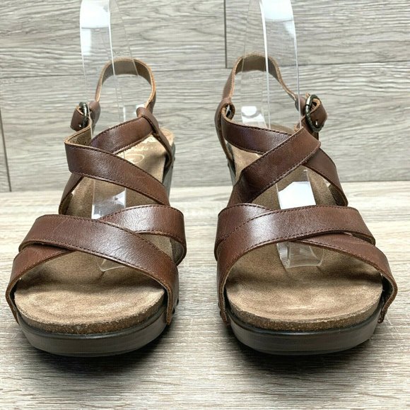 Dansko Frida Slingback Wedge Sandal Antique Brown Leather Strap Sz EU 41 US 10.5 - Picture 5 of 8